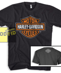 Harley Davidson Camiseta, Logo Nas Costas Bar&shield, Skull