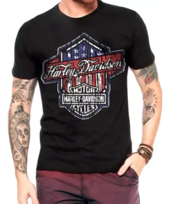 Camiseta Motorcycle Harley Davidson Flag Retro